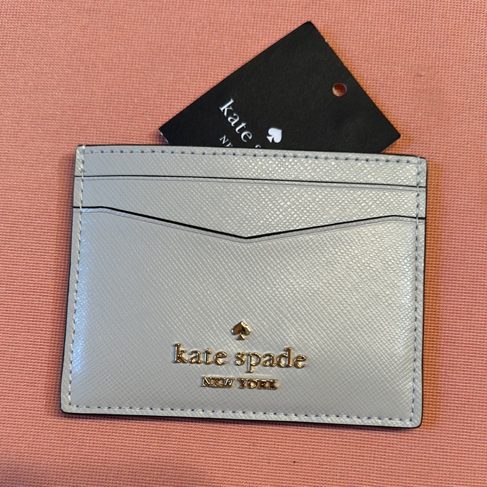 New Kate Spade Leather Gray Card Holder
